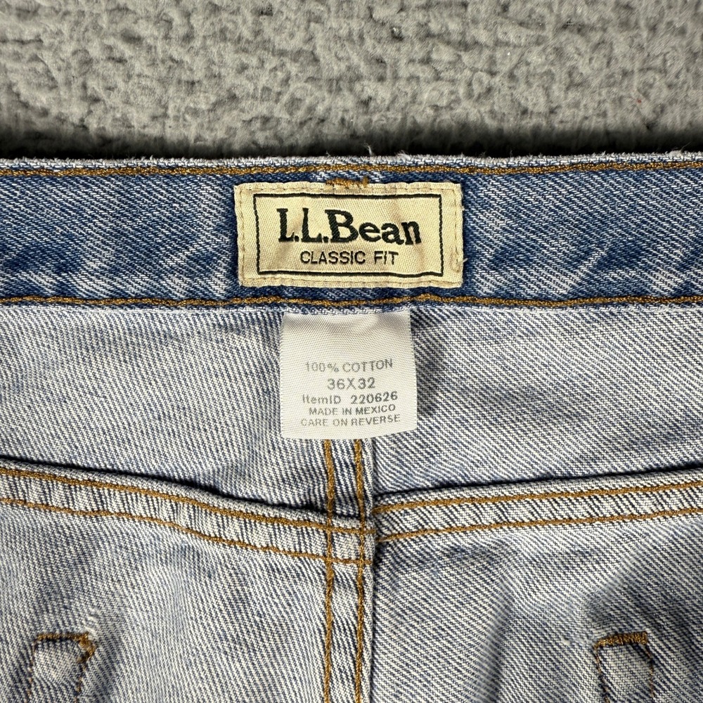 Vintage L.L. Bean Classic Fit Jeans 36x32 Distressed Light Wash Straight - Picture 4 of 12